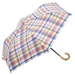 UV컷 90% 일본 양산 (양우산 겸용) - 깅엄 체크 3단 - 핑크