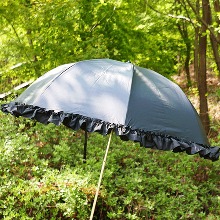 차광 100% 일본 암막 양산 (양우산 겸용) - 깊은 돔형 스타일 경량 양산 - 블랙